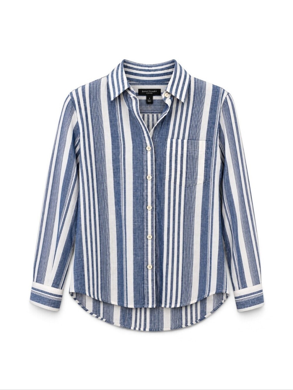 Banana Republic Blue & White Vertical Stripe Button-Down Shirt Soft Wash Size XS